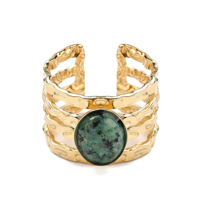 Bague 4 rangs pierres naturelles turquoise d'Afrique