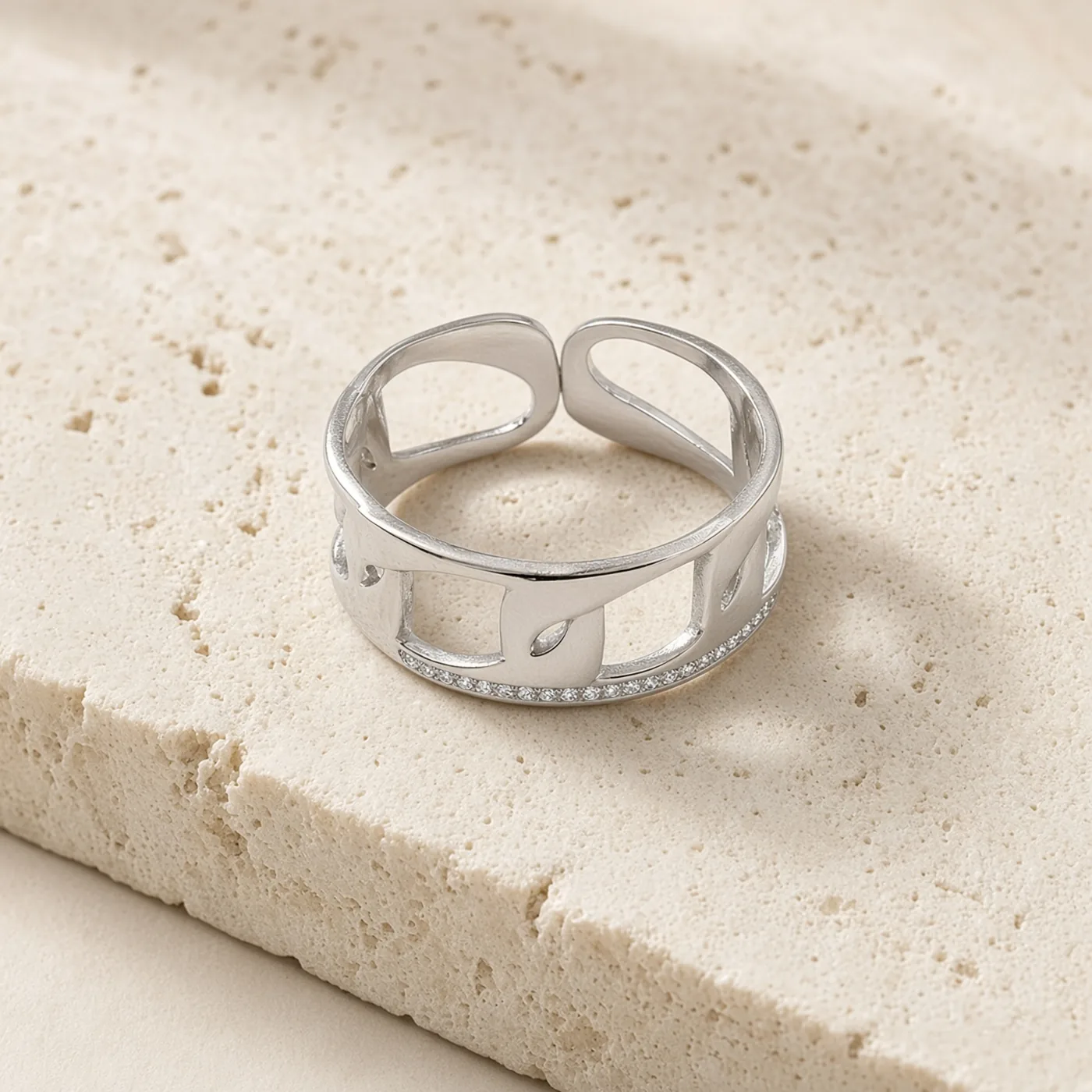 Bague Argenté Maille Gourmette