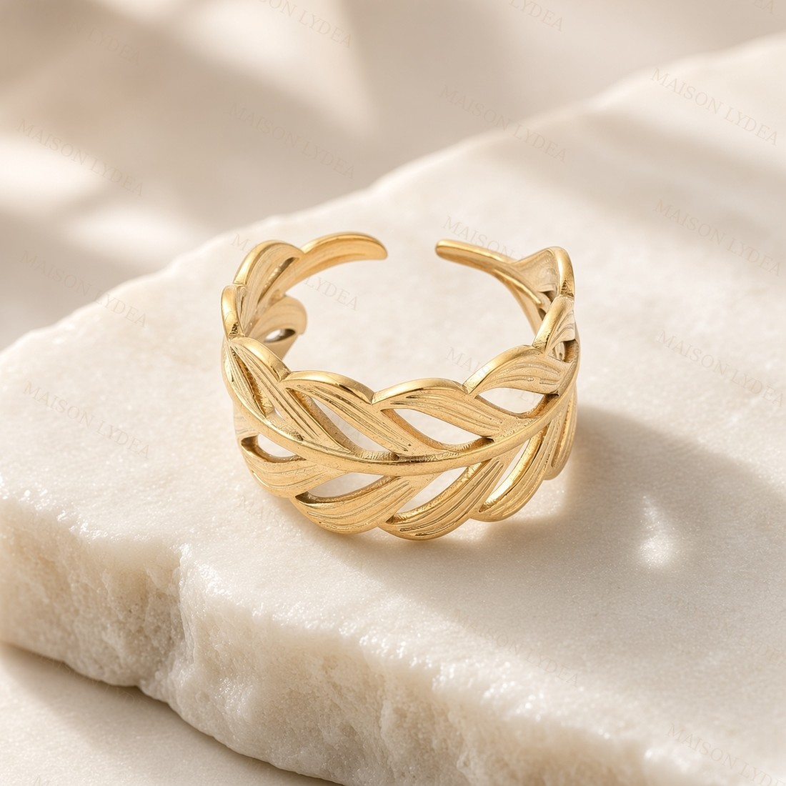 Bague Doré Feuille