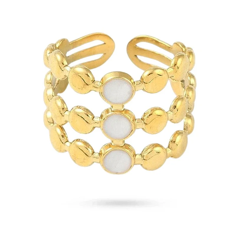 Bague Bagues 3 rangs pierre naturelle de lune
