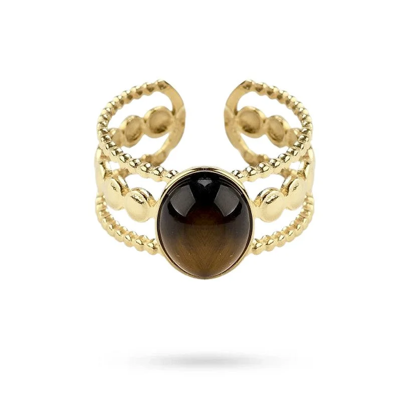 Bague Bagues 3 rangs pierre naturelle œil de