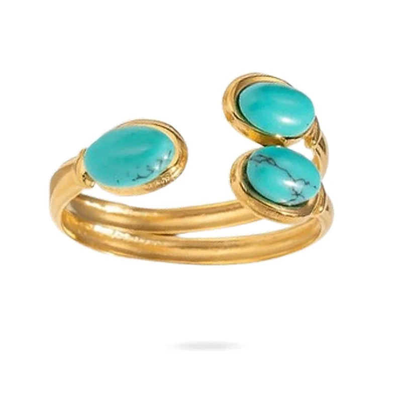 Bague Bagues doré pierre naturelle turquoise