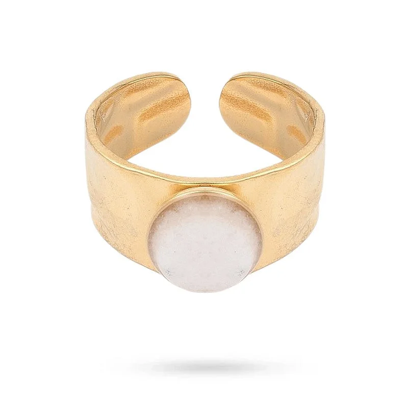 Bague Bagues martelée pierre naturelle jade