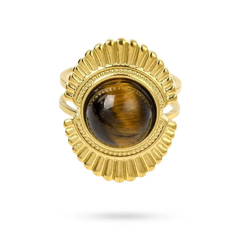 Bague Bagues ovale pierre naturelle œil de tigre