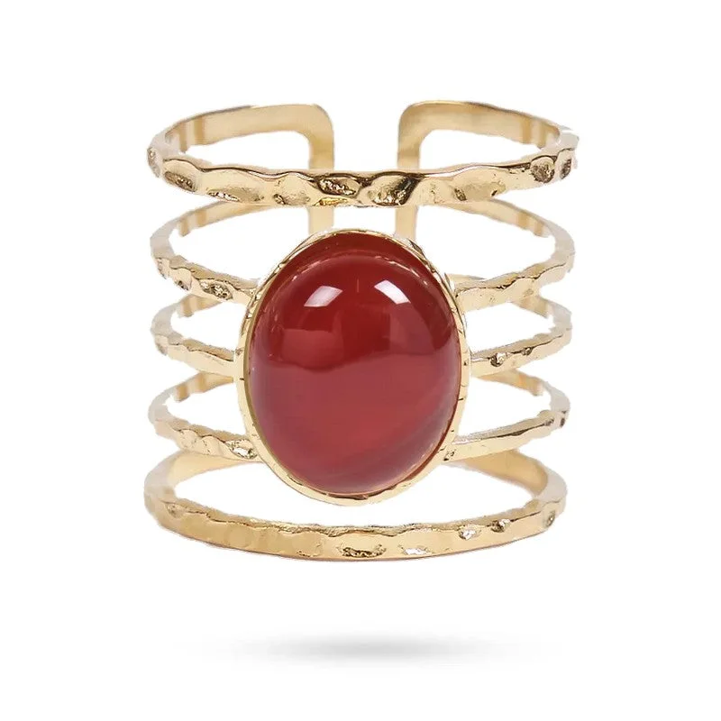 Bague Bagues Romy pierre naturelle agate rouge
