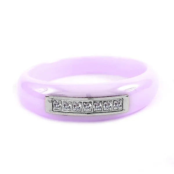 Bague en céramique Couleur violet Lignées de strass