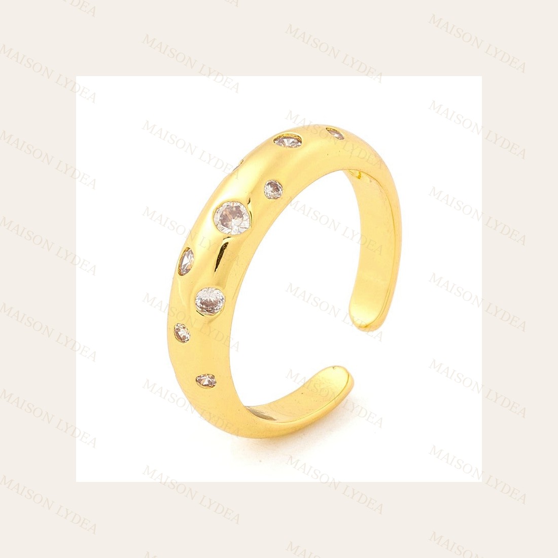 Bague Femme Réglable Anneau Diamant CZ