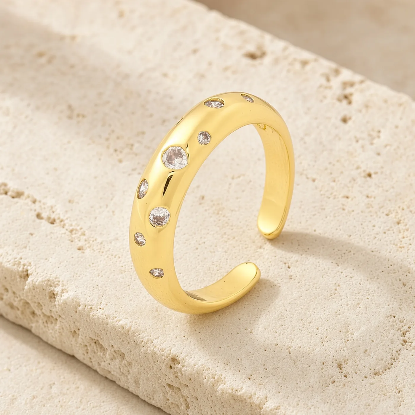 Bague Femme Réglable Anneau Diamant CZ