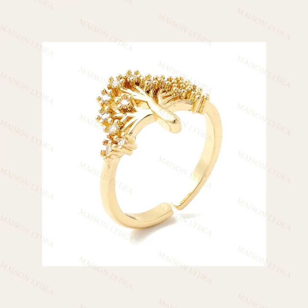 Bague Femme Réglable Arbre de Vie Diamants CZ