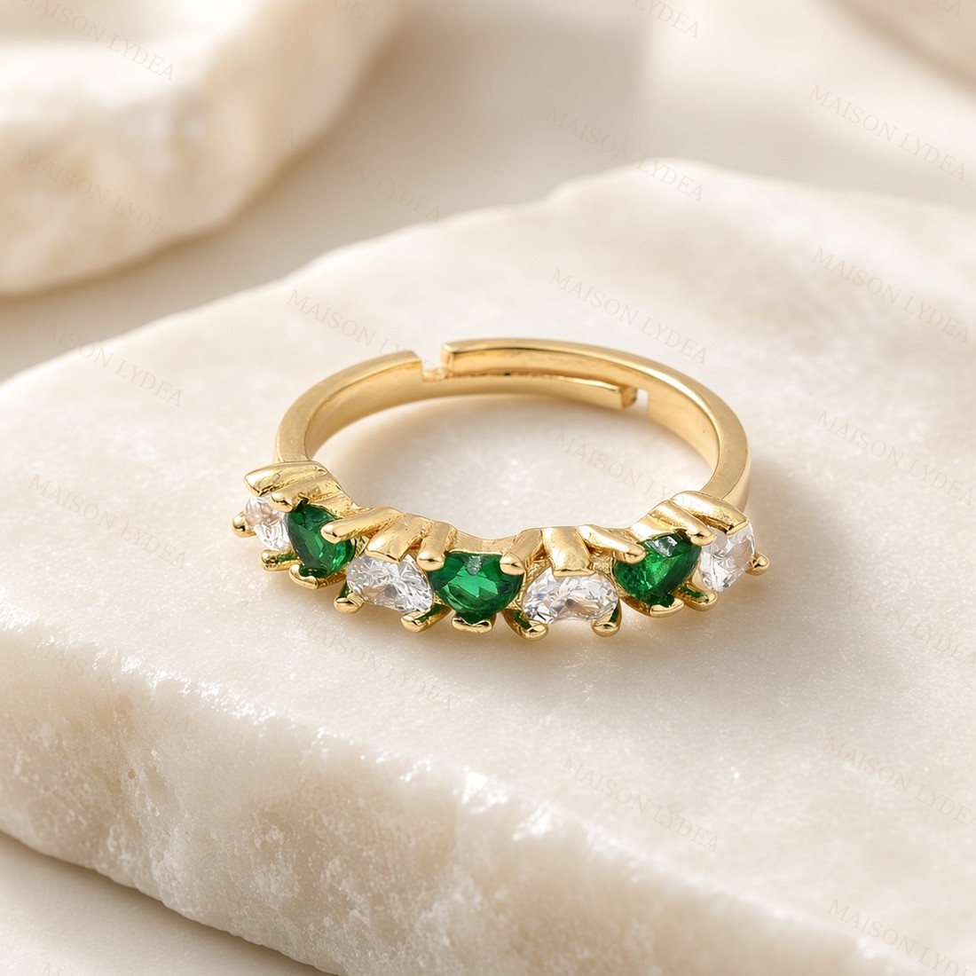Bague Femme Réglable Diamants CZ Couleurs Sertis