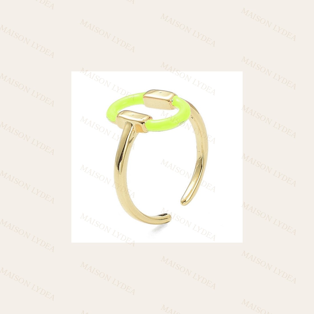 Bague Femme Réglable Émaillé Jaune