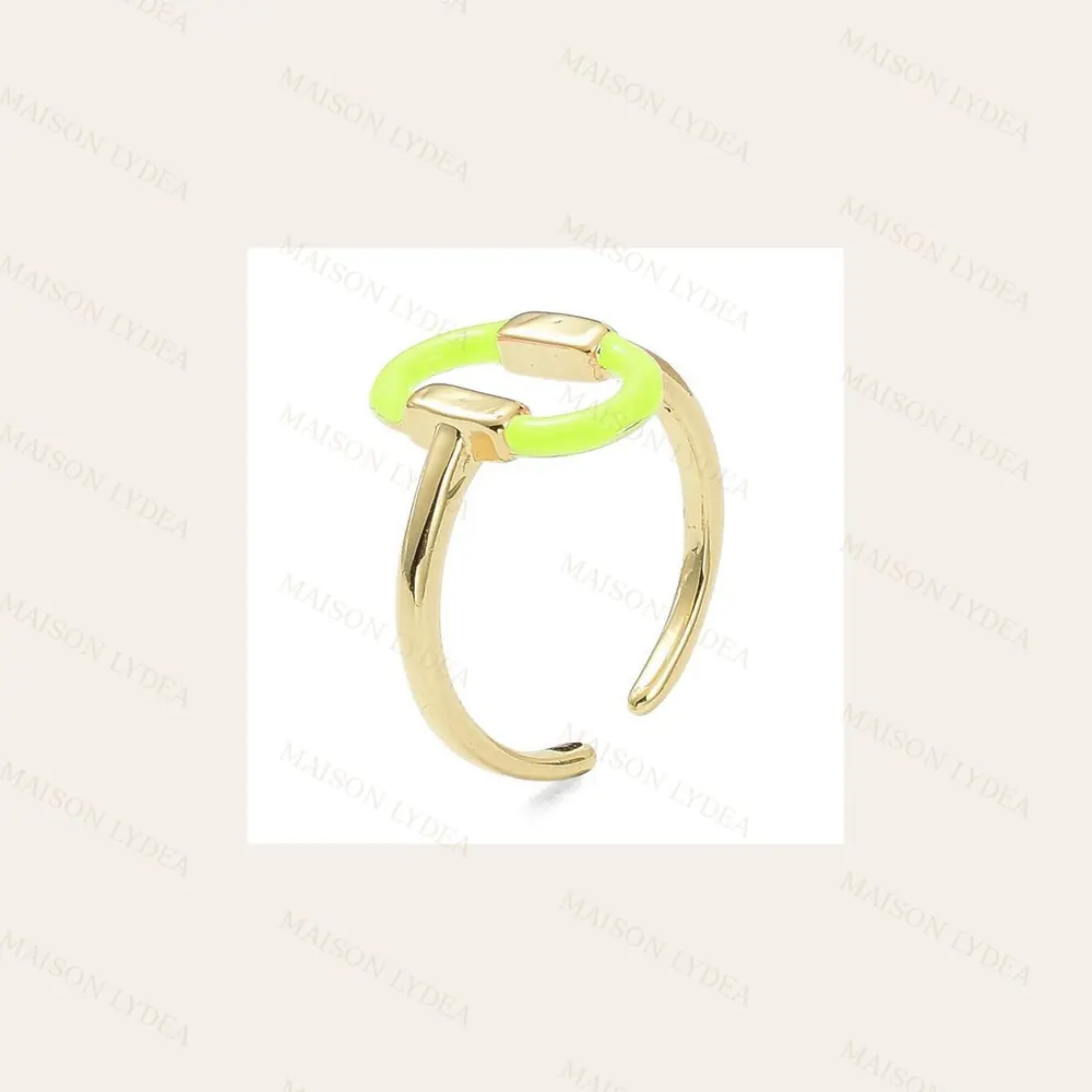 Bague Femme Réglable Émaillé Jaune