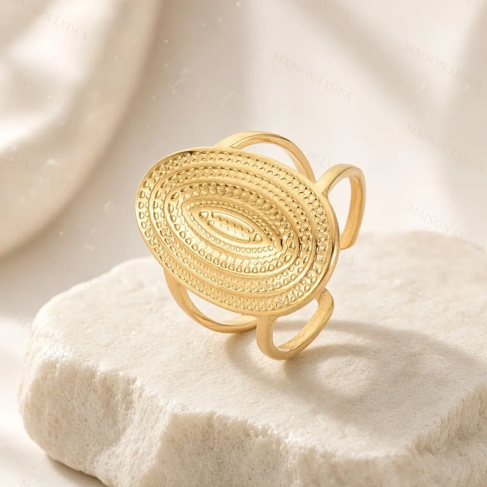 Bague Femme Réglable Ovale D'or