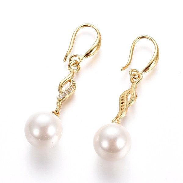 Boucles d'oreilles 18K femme tombante perle