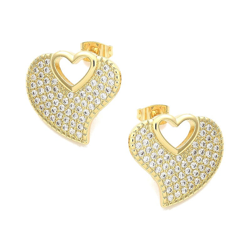 Boucles d'oreilles cœur ajouré dorées à