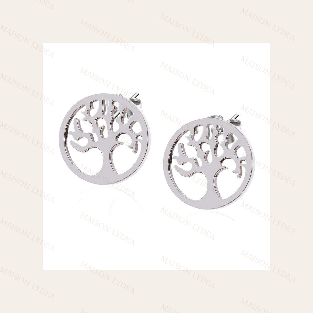 Boucles D'oreilles Femme en Arbre de Vie Argenté