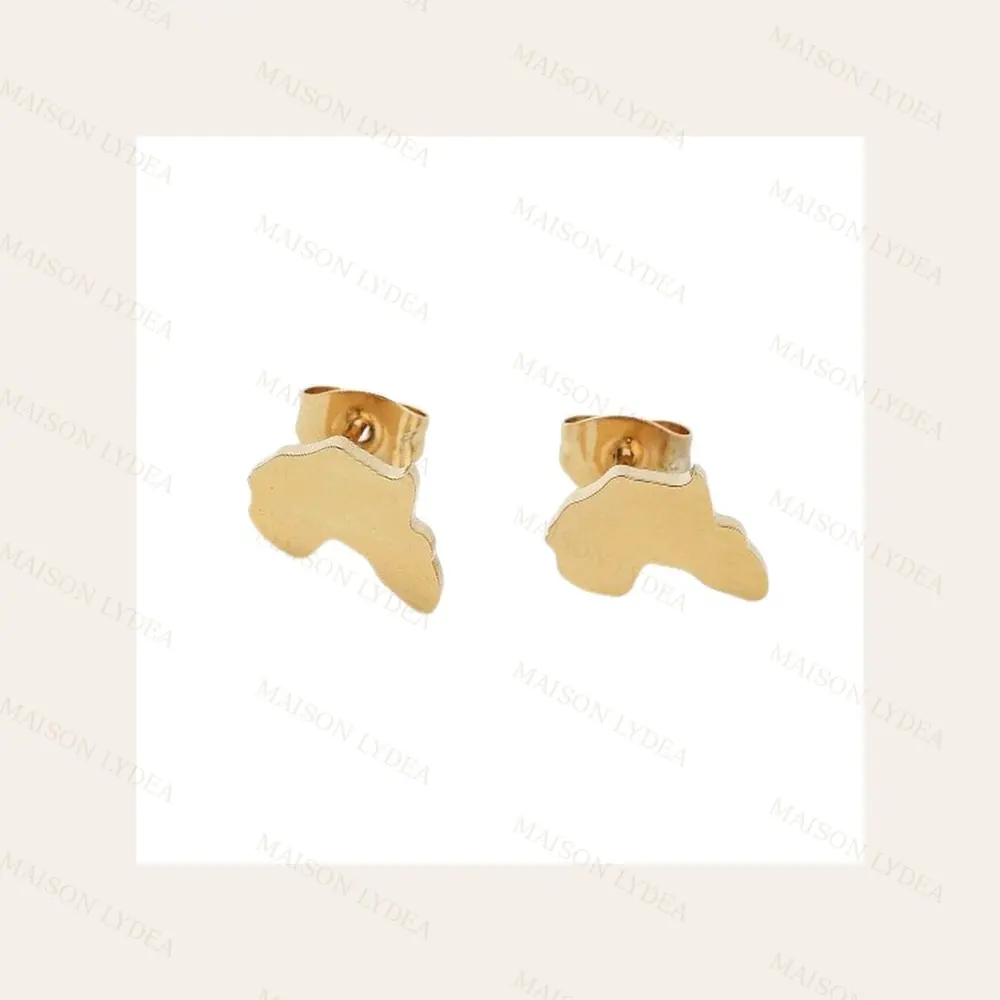 Boucles D'oreilles Femme en Doré Carte D'Afrique