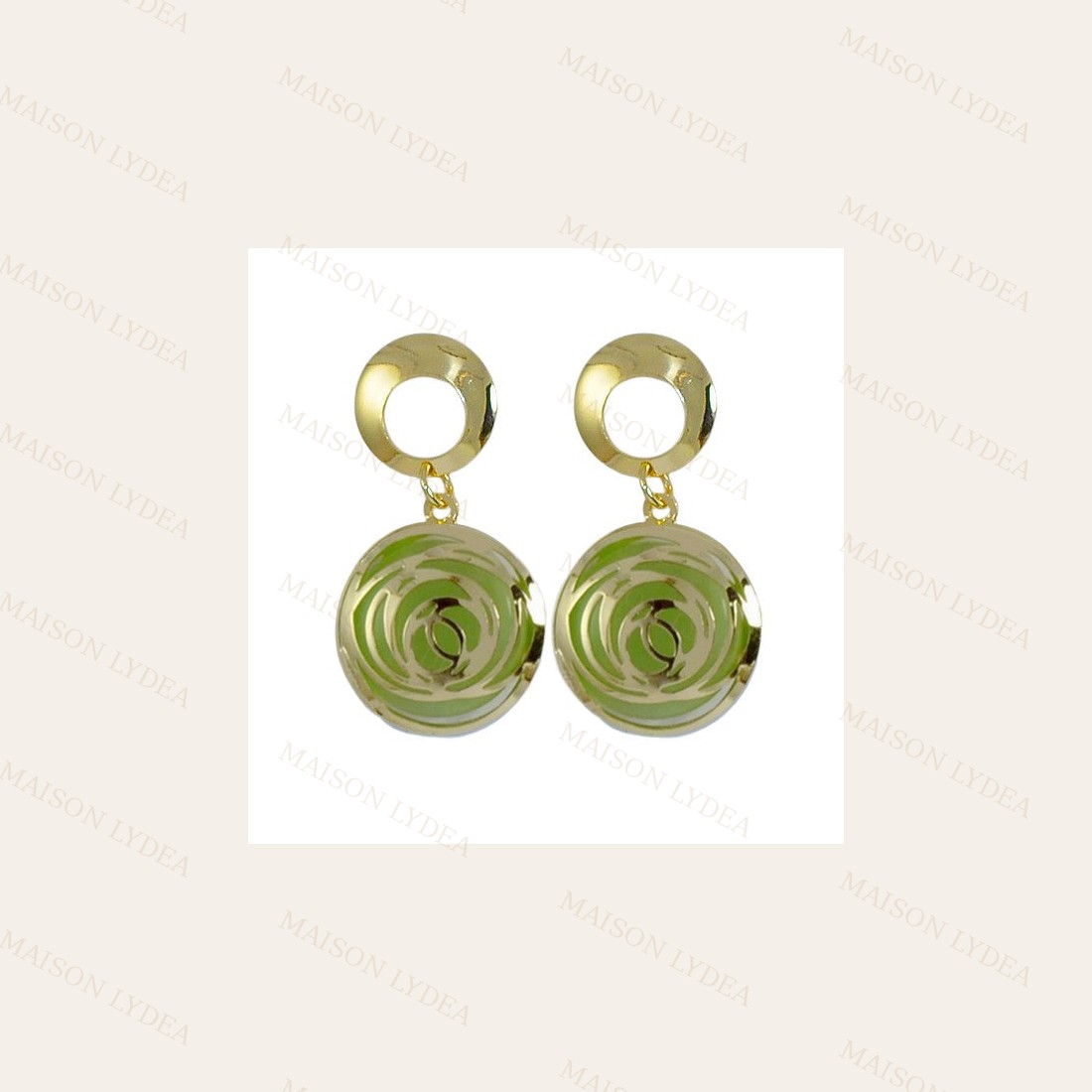 Boucles D'oreilles Femme Double Cercle Verte