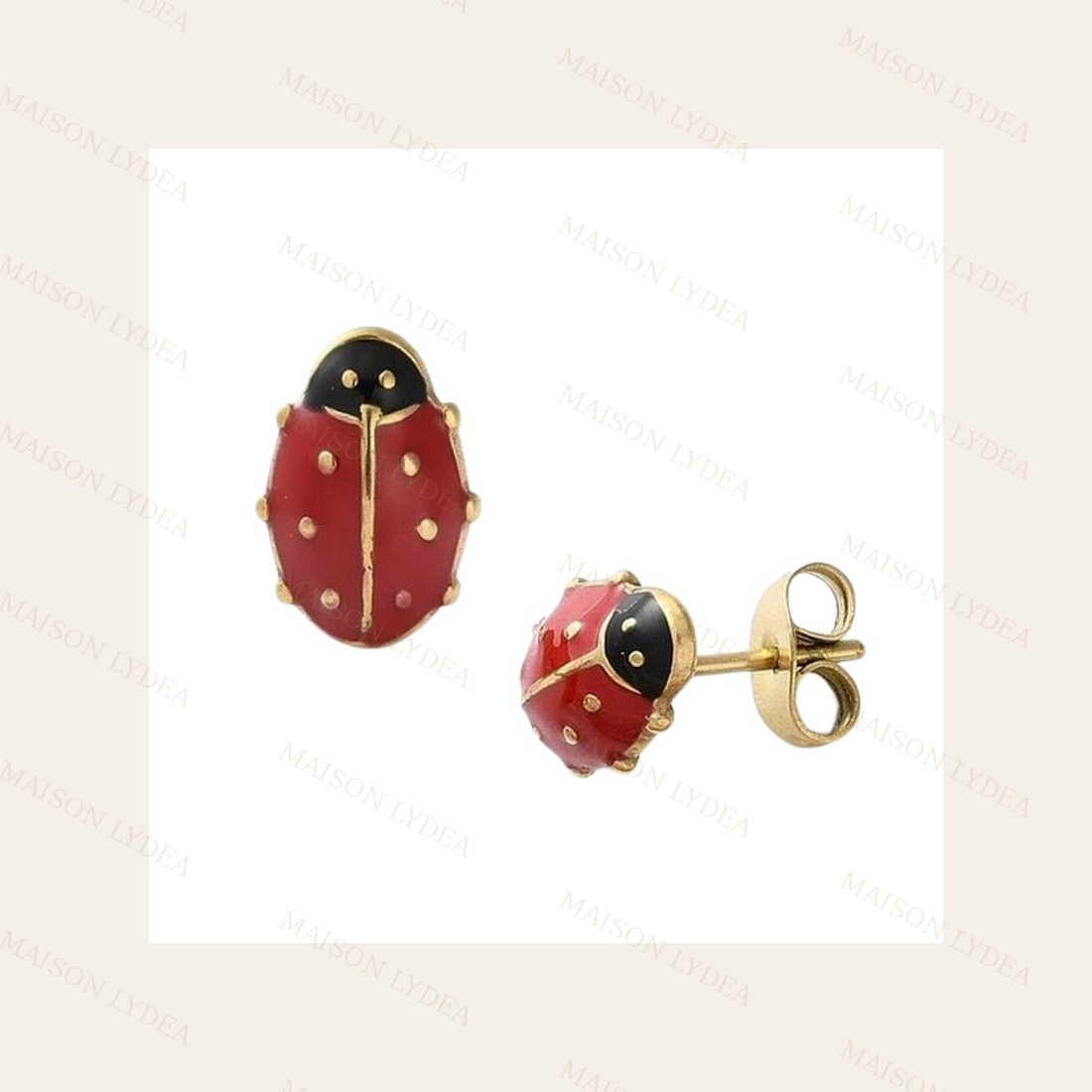 Boucles d'oreilles femme enfant en Coccinelle