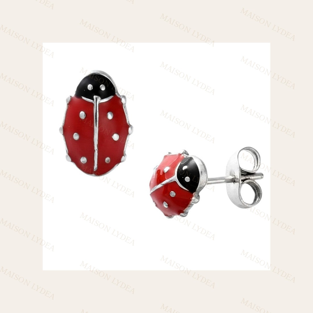Boucles d'oreilles femme enfant en Coccinelle