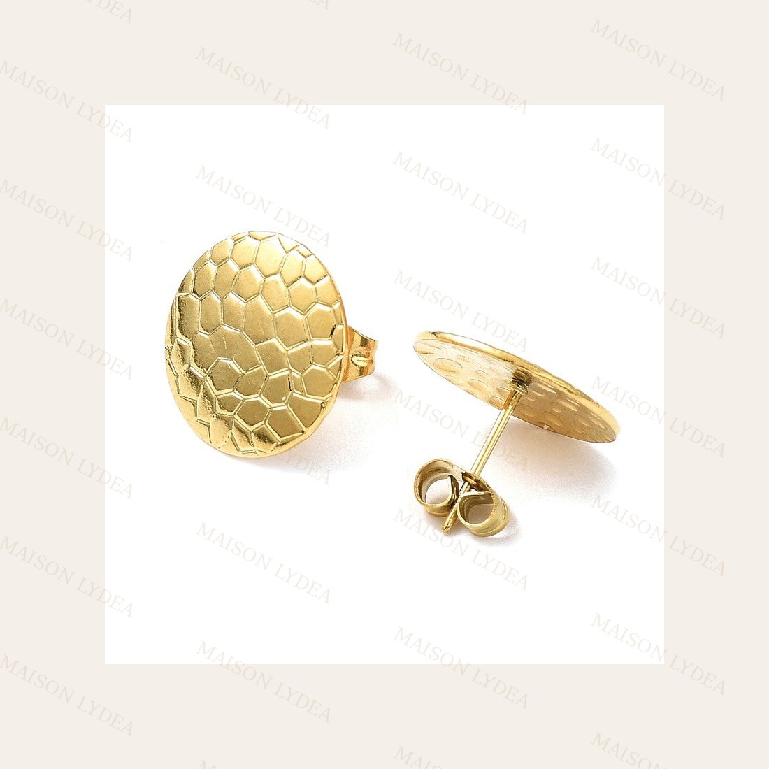 Boucles D'oreilles Femme en Rondes Striées or