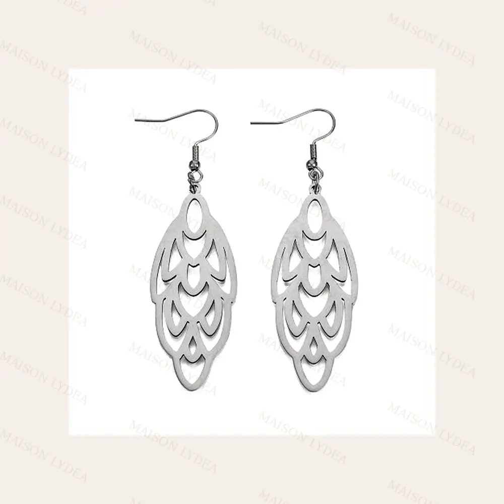 Boucles D'oreilles en Feuille Argenté