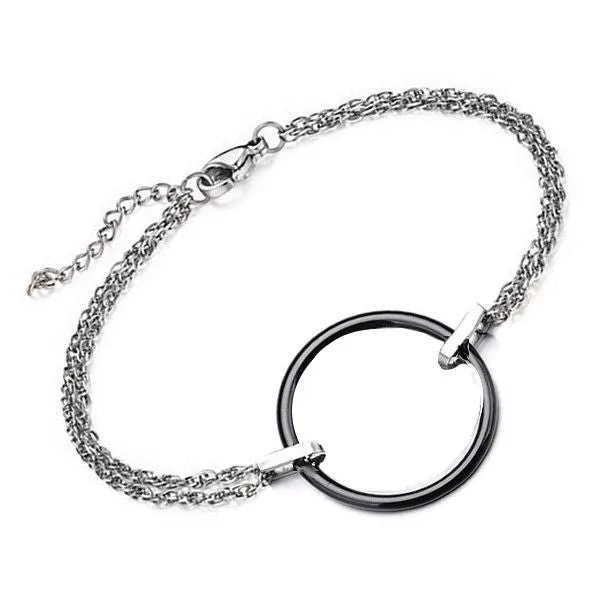 Bracelet acier céramique cercle noir