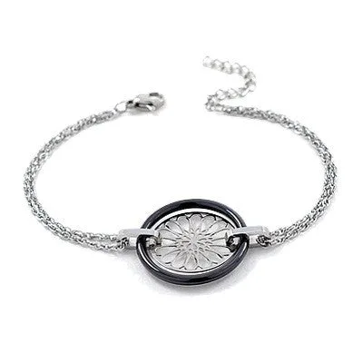 Bracelet acier céramique Rosace et céramique anthracite