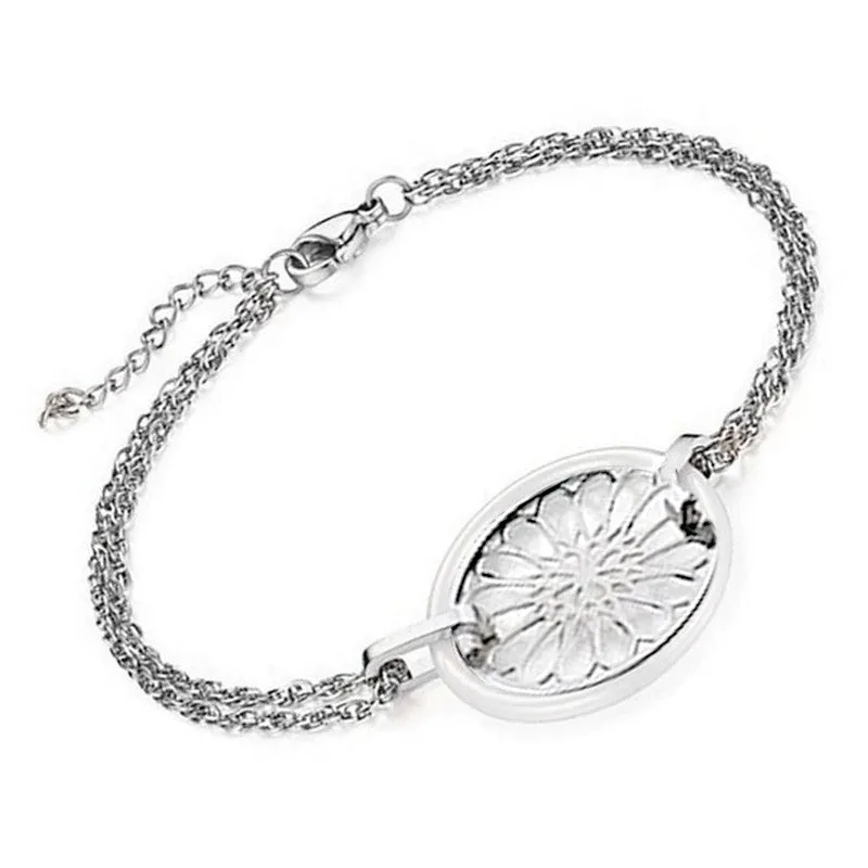 Bracelet acier et céramique Rosace et céramique blanche