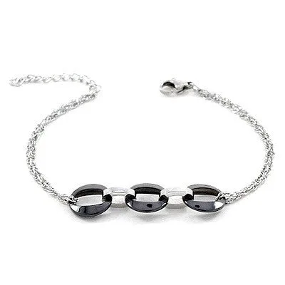 Bracelet céramique Multitude de cercles anthracite