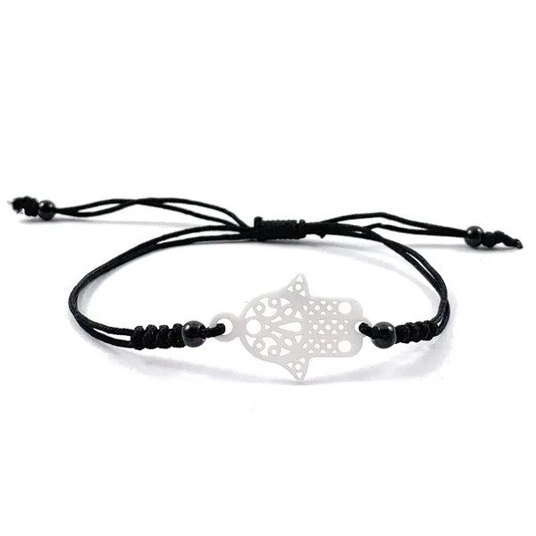 Bracelet cordon céramique Main de Fatma céramique blanche