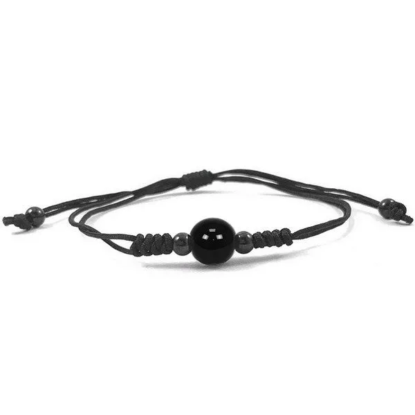 Bracelet cordon céramique Boule noir
