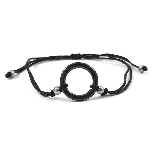 Bracelet cordon céramique Cercle noir