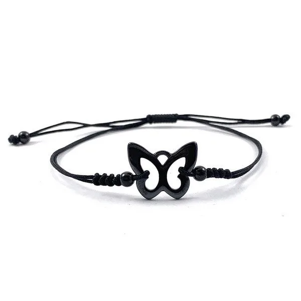 Bracelet cordon céramique Papillon noir