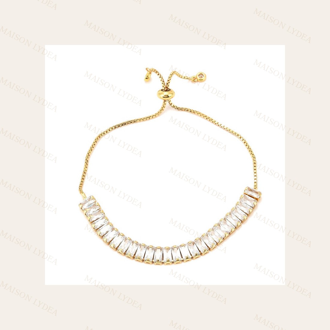 Bracelet Coulissant avec Zirconiums Blanc