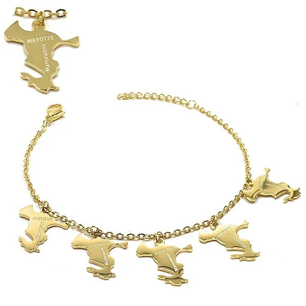 Bracelet Doré Chaine et Motifs "Mayotte"