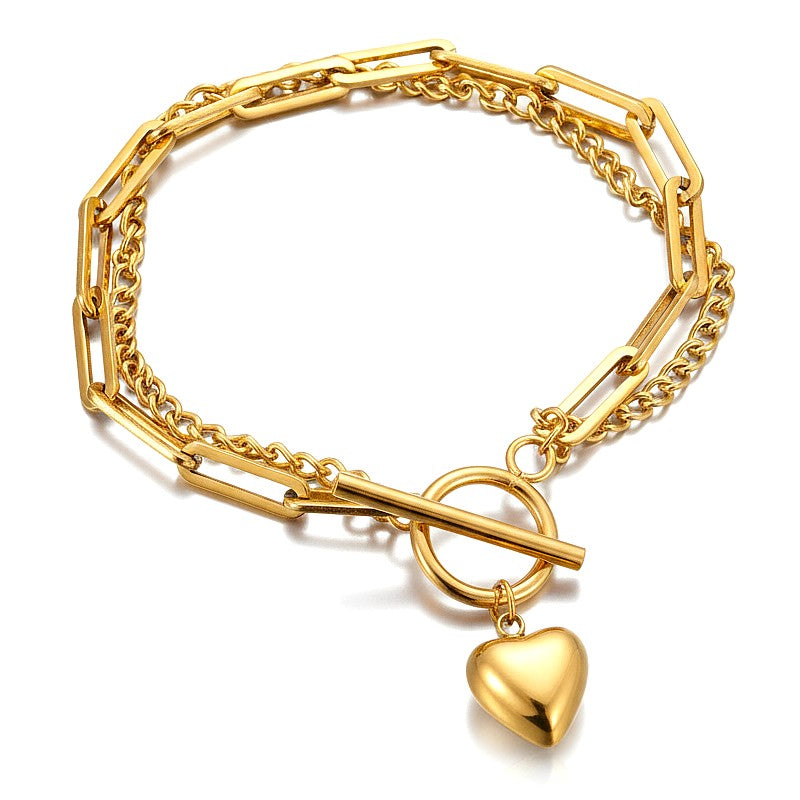 Bracelet en double chaîne trombone et
