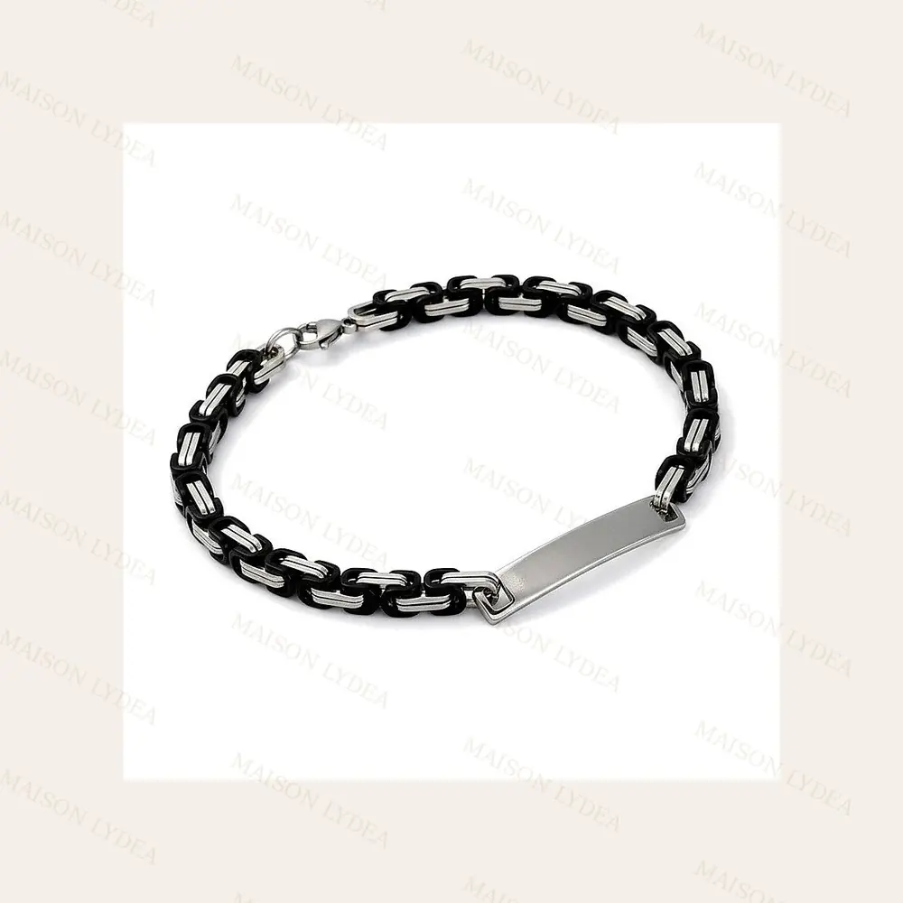 Bracelet Gourmette Chaîne Byzantine Plaque À