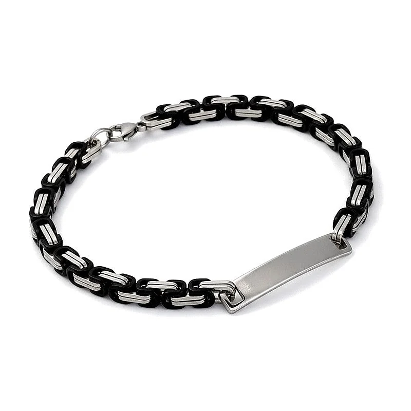 Bracelet Gourmette Chaîne Byzantine Plaque À
