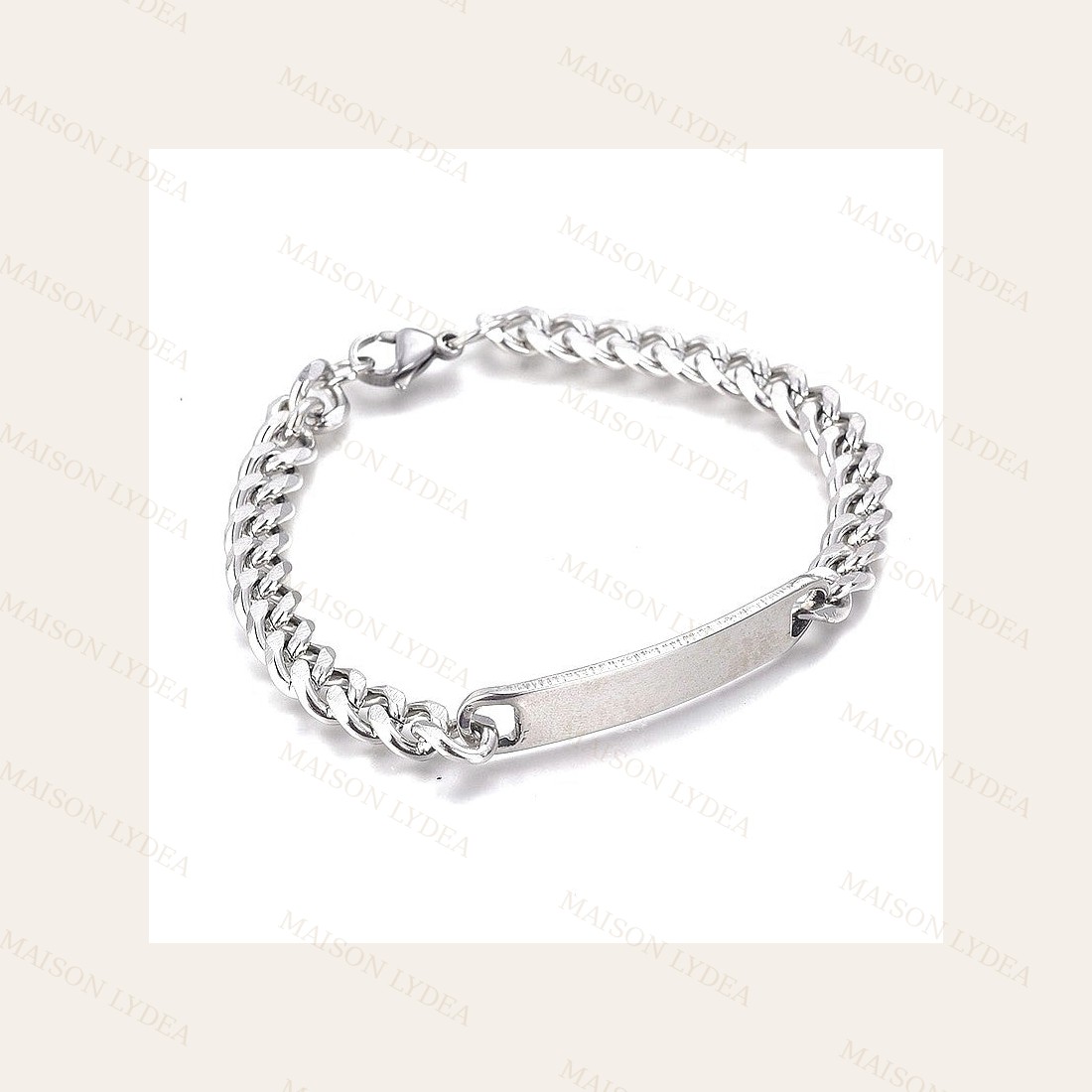 Bracelet Gourmette Plaque À Graver