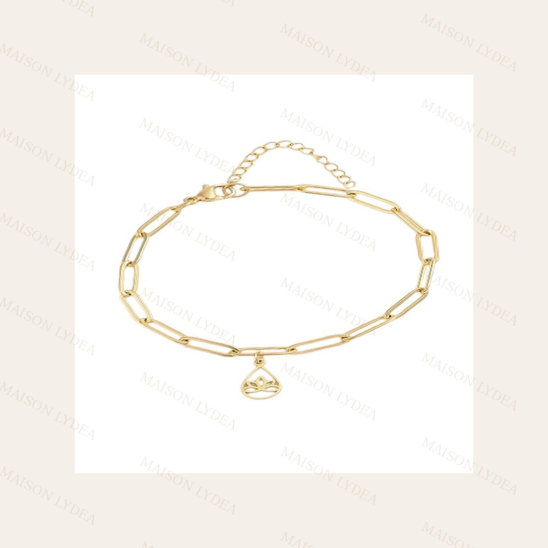 Bracelet Souple avec Breloque Lotus Doré or
