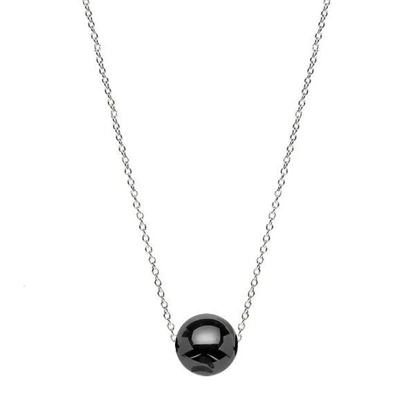 Collier acier céramique Boule noir