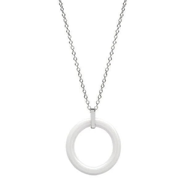 Collier acier céramique Cercle blanc