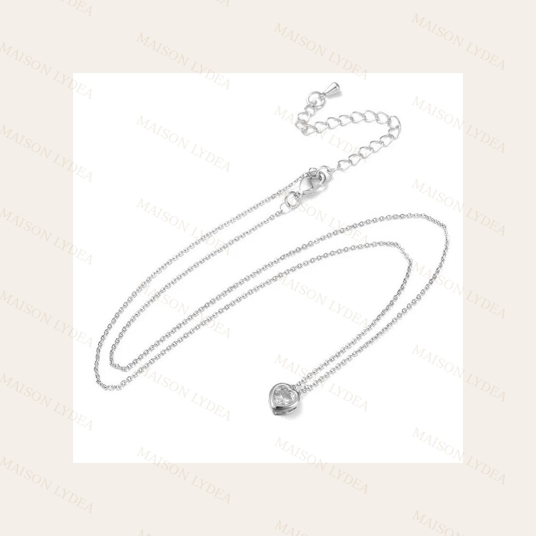 Collier Argenté Cœur Zirconiums Blanc
