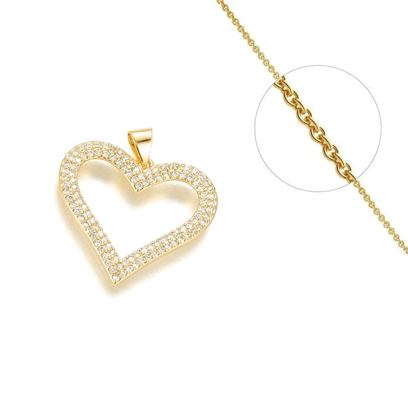 Collier chaîne et pendentif cœur zirconiums