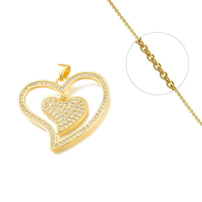 Collier chaîne et pendentif double cœurs