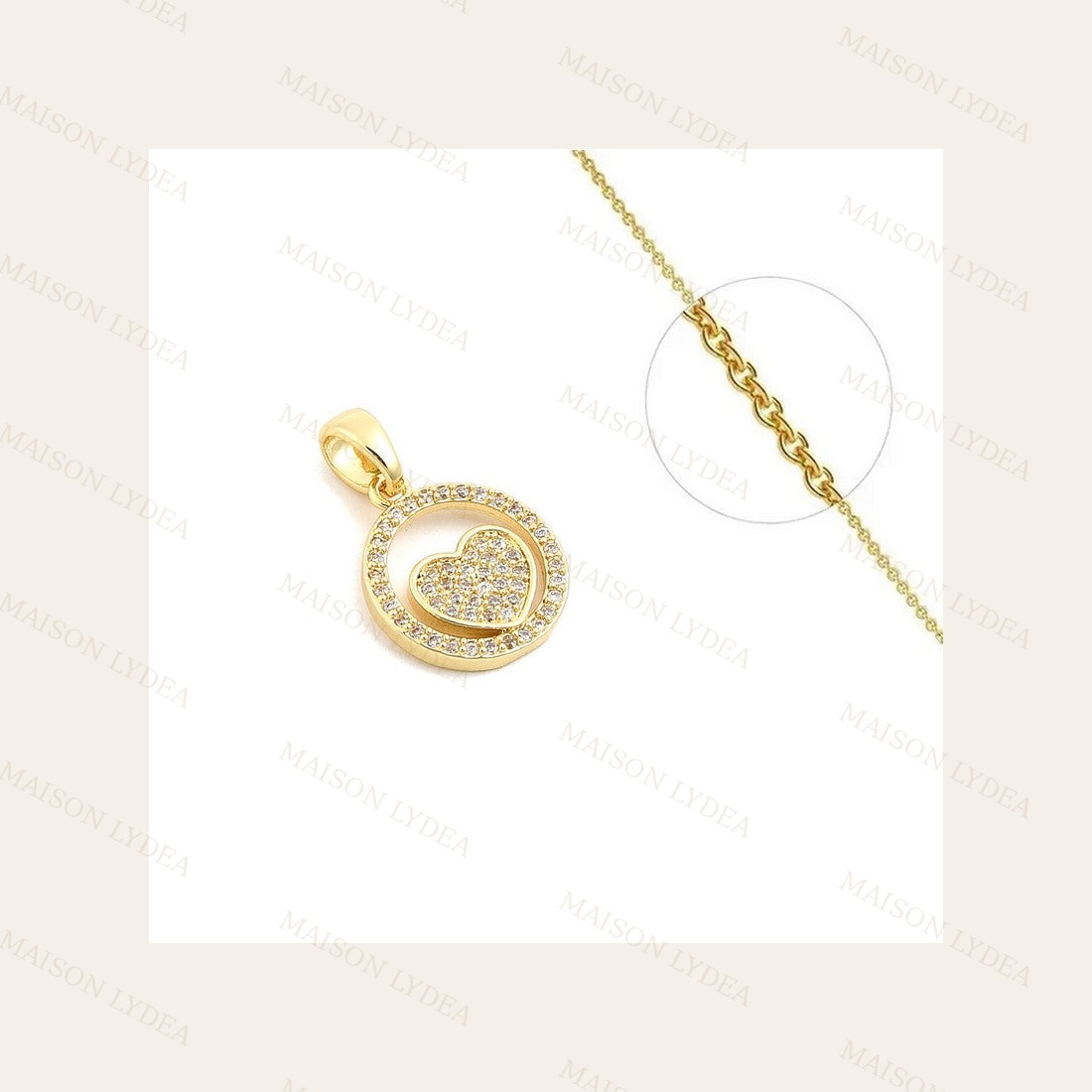Collier Cœur Cercle Zirconiums Sertis
