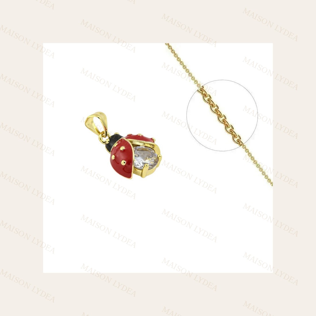 Collier doré chaîne et pendentif coccinelle