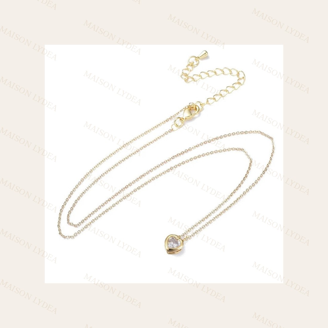 Collier Doré Cœur Zirconiums Blanc