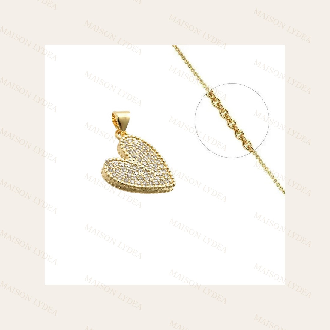 Collier Doré Cœur Zirconiums Sertis